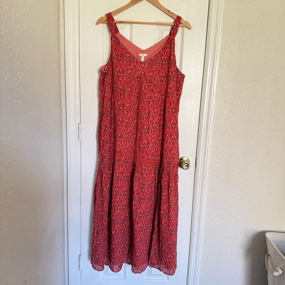 Joie Red Boho Cottagecore Flowy Maxi Dress Anthropologie Large